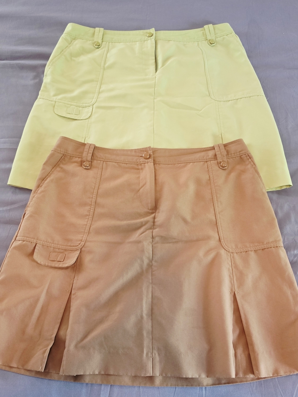 Izod Golf Classix Ladies Skorts (Set Of 2) Size 10 Brown Green Pockets Belt Loop
